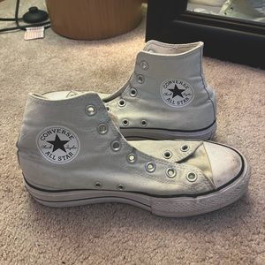 Mint Green Platform Converse High Tops Size 8 Woman's